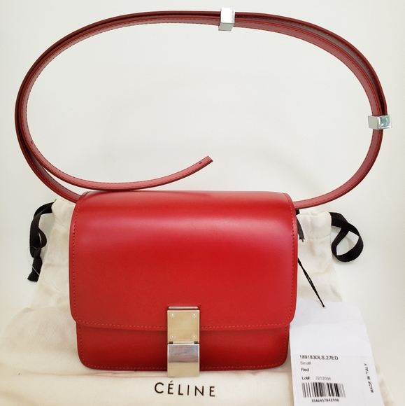 Celine Handbags - New Celine Paris Small Box Red bag